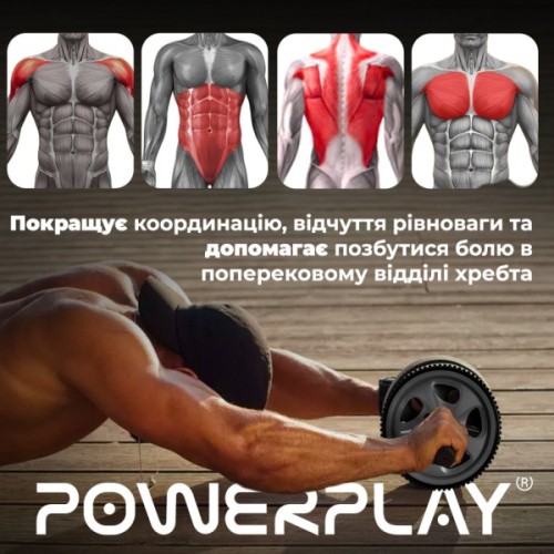Ролик для преса PowerPlay Exercise Wheel Сірий (PP_4345)