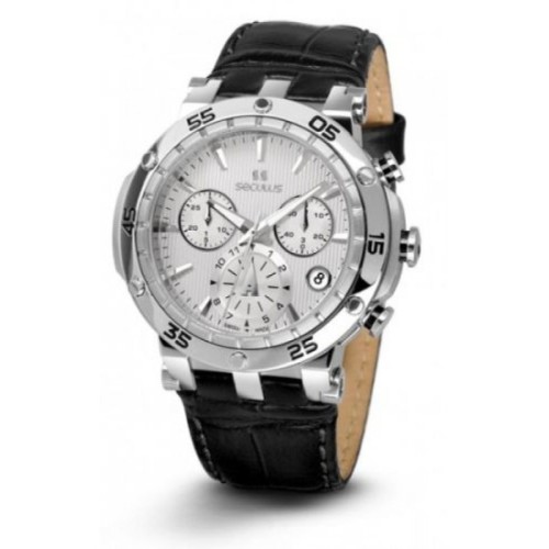 Наручний годинник Seculus 1682.2.503 white, ss, black leather