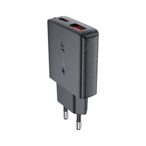 Зарядний пристрій Acefast 2xUSB 30W (USB-C+USB-A) Gan A69 ultra-thin Fast Charger Black (6974316282709)