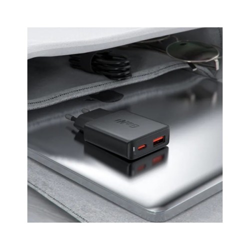 Зарядний пристрій Acefast 2xUSB 30W (USB-C+USB-A) Gan A69 ultra-thin Fast Charger Black (6974316282709)