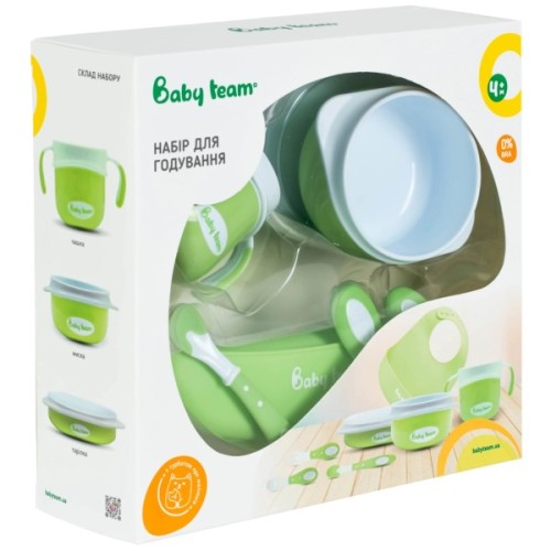 Набір дитячого посуду Baby Team 7 ед. біло-зелений (6090_зелений)