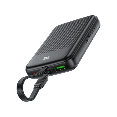Батарея універсальна Acefast 10000mAh, 22.5W, PD, QC/3.0, build Type-C cable, M13, Black (6974316283959)