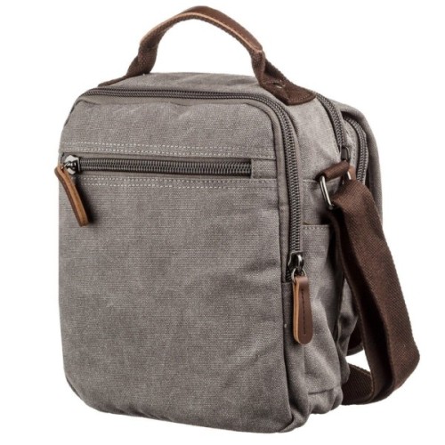 Сумка Vintage Текстильна чоловіча на два відділення Сіра (20198)