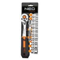 Набір торцевих головок Neo Tools 12шт, 3/8", тріскачка 90 зубців, CrV (10-020N)