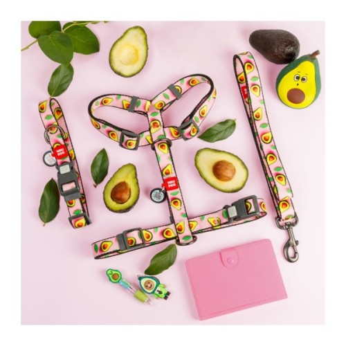 Нашийник для тварин WAUDOG Nylon з QR адресником "Авокадо на рожевому" пластиковий фастекс L (282-4051)