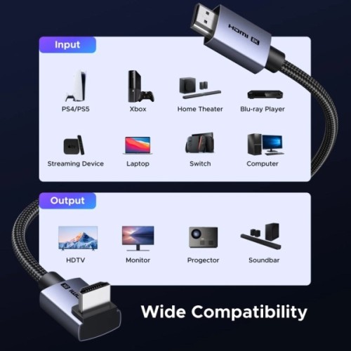 Кабель мультимедійний HDMI M to HDMI M 3.0m 8K60Hz 48Gbps braided black Ugreen (85242)