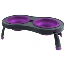 Посуд для собак Dexas Миска подвійна на складній підставці-велика 600 мл фіолетова (0084297306878)