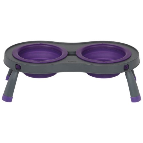 Посуд для собак Dexas Миска подвійна на складній підставці-велика 600 мл фіолетова (0084297306878)