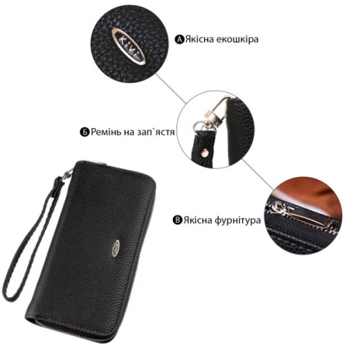 Гаманець Kivi З екошкіри флотар Чорний (19014)