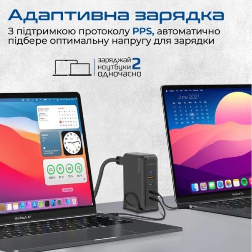 Зарядний пристрій Promate 3xUSB-C + USB-A (ganport-140w.black)