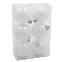 Ялинкова іграшка Chomik пластикові кульки компл. 6шт, 6см, білий перламутр (5900779893696)