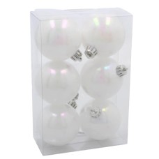 Ялинкова іграшка Chomik пластикові кульки компл. 6шт, 6см, білий перламутр (5900779893696)