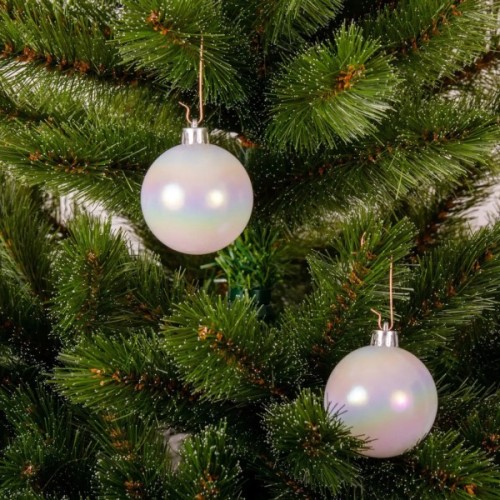 Ялинкова іграшка Chomik пластикові кульки компл. 6шт, 6см, білий перламутр (5900779893696)