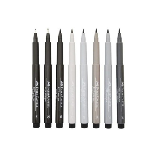 Лайнер Faber-Castell набір капілярних ручок Pitt Artist Pens Manga Basic Set 8 шт. (сірі відтінки + чорний) (23899)