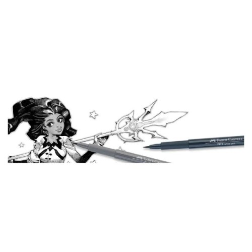 Лайнер Faber-Castell набір капілярних ручок Pitt Artist Pens Manga Basic Set 8 шт. (сірі відтінки + чорний) (23899)