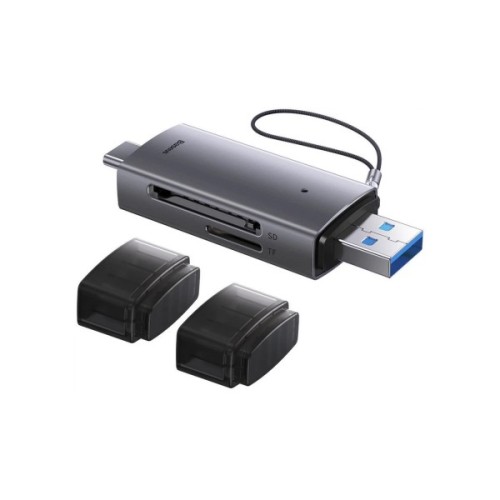 Зчитувач флеш-карт Baseus USB-A + USB-C to SD/TF gray (WKQX060113)
