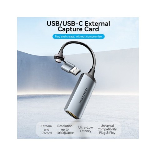 Перехідник USB-C + USB-A to HDMI M 0.1m video capture gray Vention (ACWHA)