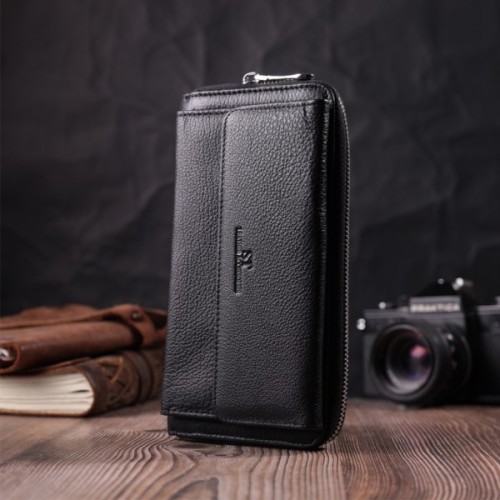 Гаманець ST Leather З натуральної шкіри Чорний (22529)