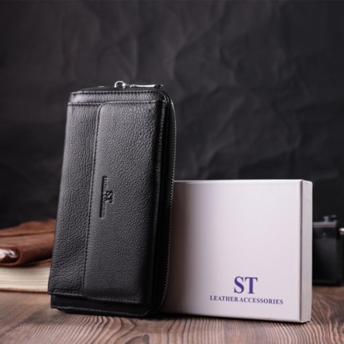 Гаманець ST Leather З натуральної шкіри Чорний (22529)