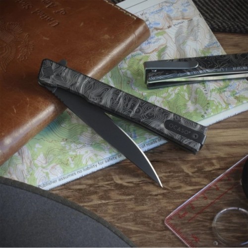 Ніж Ocaso Solstice, Engraved titanium Topo Pattern, Black (10ETB)