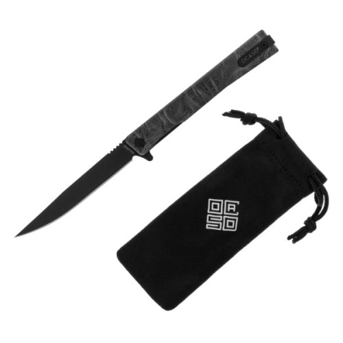 Ніж Ocaso Solstice, Engraved titanium Topo Pattern, Black (10ETB)