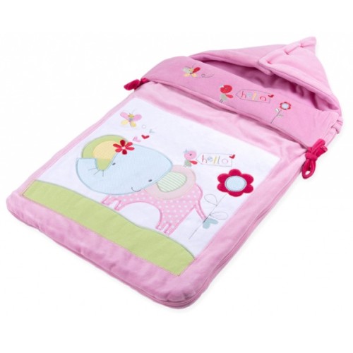 Спальний конверт Luvena Fortuna рожевий багатофункціональний з малюнком слоненяти (G8988)