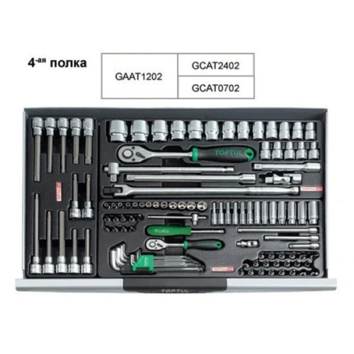 Набір інструментів Toptul у візку (Pro-Line) 7 секцій 227од. (GCAJ0012)