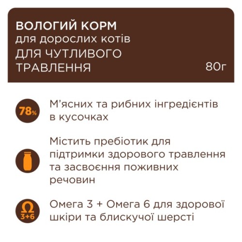 Вологий корм для кішок Club 4 Paws з чутливим травленням 80 г (4820215369282)