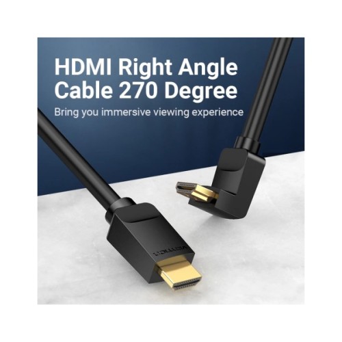 Кабель мультимедійний HDMI M to HDMI M 1.0m 4K60Hz 90° corner black Vention (AAQBF)