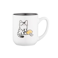 Чашка Ardesto Cat, 380мл, кераміка, біло-сірий (AR3055)