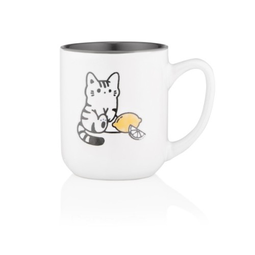 Чашка Ardesto Cat, 380мл, кераміка, біло-сірий (AR3055)