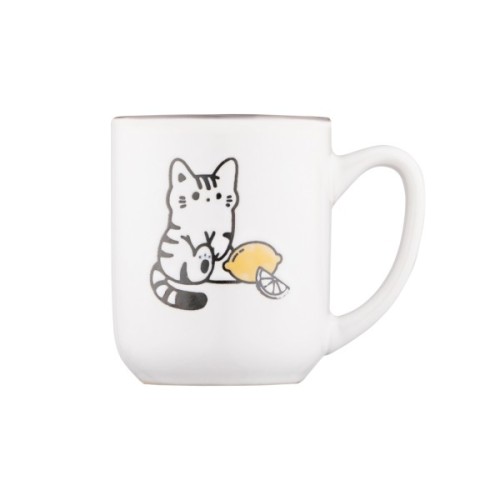 Чашка Ardesto Cat, 380мл, кераміка, біло-сірий (AR3055)