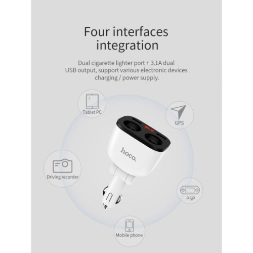 Зарядний пристрій HOCO HOCO Z28 Power ocean 2xUSB + display White (6957531091967)