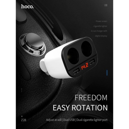 Зарядний пристрій HOCO HOCO Z28 Power ocean 2xUSB + display White (6957531091967)