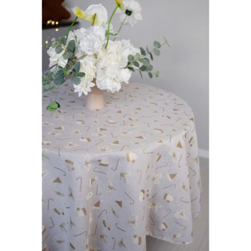 Скатертина Прованс Шапочки на бежевому Dх136 см (036814)