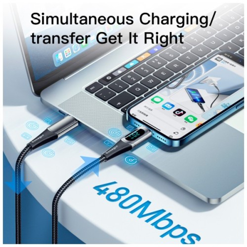 Дата кабель USB-C to Lightning 1.0m 20W Digital Display black Essager (EXCTL-YD01)