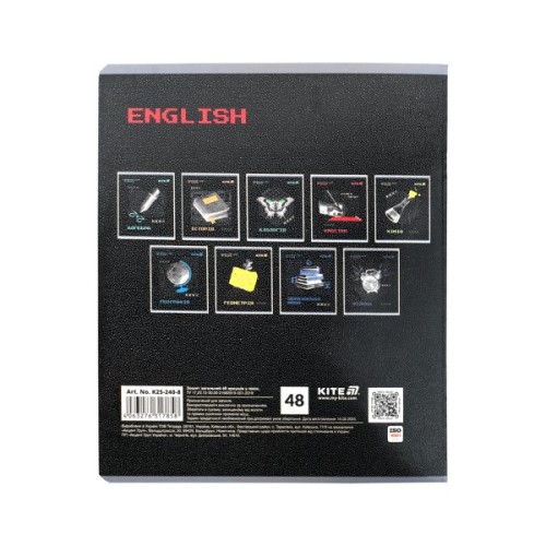 Зошит Kite предметний Techno 48 аркуші, лінія, английська мова (K25-240-8)