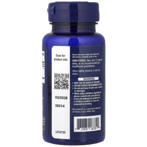 Вітамінно-мінеральний комплекс Life Extension Чорниця екстракт, 100 мг, Bilberry Extract, 90 вегетаріанських кап (LEX-18739)