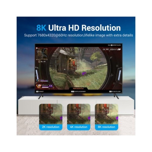 Кабель мультимедійний DisplayPort M to DisplayPort M 2.0m 8K60Hz black Vention (HCCBH)