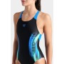 Купальник Arena Breath Swimsuit V Back Lb 008330-580 синій, чорний, бірюзовий 36 (3468337421962)