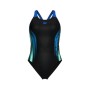 Купальник Arena Breath Swimsuit V Back Lb 008330-580 синій, чорний, бірюзовий 36 (3468337421962)