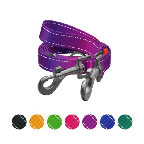 Повідець для собак WAUDOG Nylon Mono світловідбивний М фіолетовий (46489)