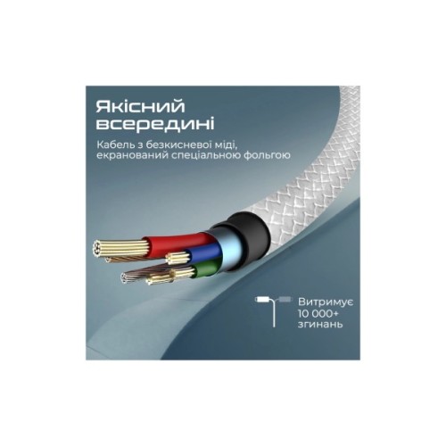 Дата кабель USB 2.0 AM to Lightning 1.0m 2A xCord-Ai white Promate (xcord-ai.white)