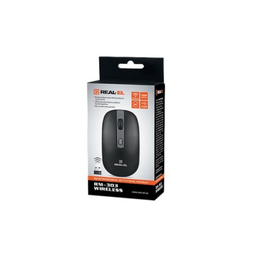 Мишка REAL-EL RM-303 Wireless Black/Grey (EL123200021)