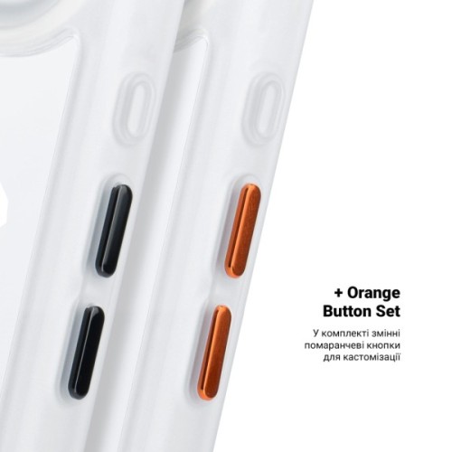 Чохол до мобільного телефона Armorstandart Unit MagCase Apple iPhone 17 Air Clear Silver + Orange Button Set (ARM90583)