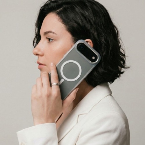 Чохол до мобільного телефона Armorstandart Unit MagCase Apple iPhone 17 Air Clear Silver + Orange Button Set (ARM90583)