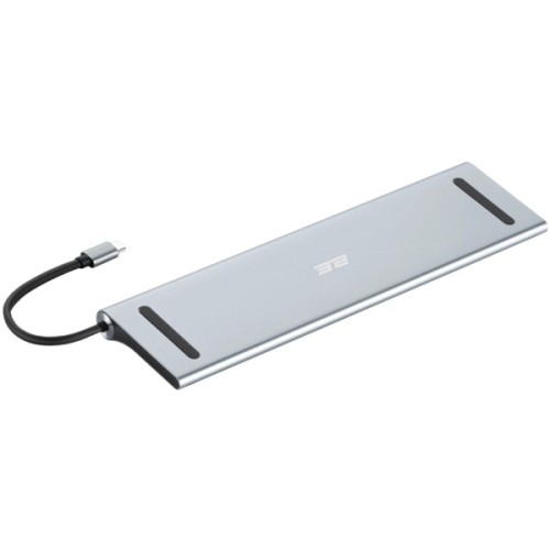 Концентратор 2E USB-C 10-in-1 3xUSB + 2xUSB-C + 2xHDMI + VGA + 3.5mm + microSD/SD + 1xRJ45 0.15m gray (2E-W2703)