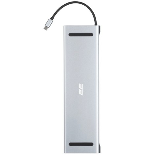 Концентратор 2E USB-C 10-in-1 3xUSB + 2xUSB-C + 2xHDMI + VGA + 3.5mm + microSD/SD + 1xRJ45 0.15m gray (2E-W2703)