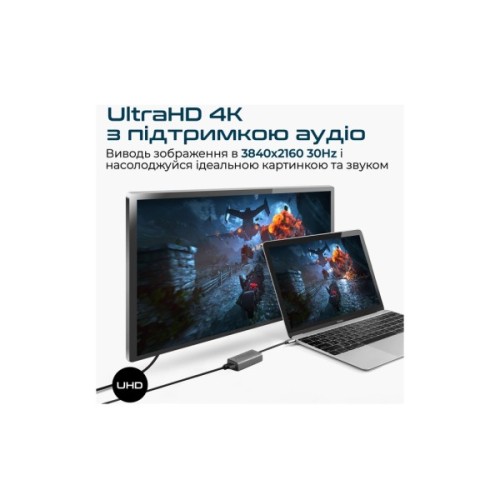 Перехідник USB-C to HDMI 4K30Hz grey Promate (medialink-h1.grey)