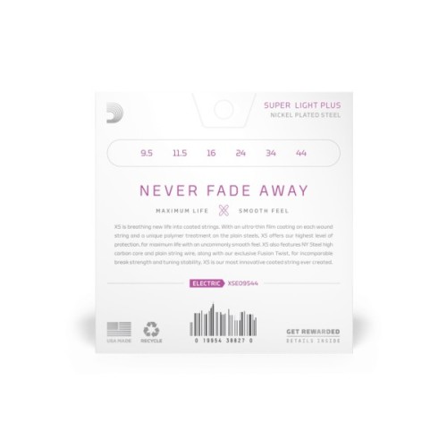 Струни для гітари D'Addario XS Coated Electric Guitar Strings Super Light Plus (9.5-44) (XSE09544)